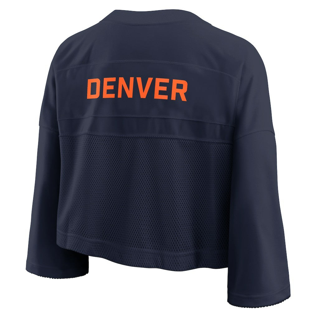 Denver Broncos Women's Primetime Cropped Mesh Dri-FIT Fashion Jersey - Navy Jerseys