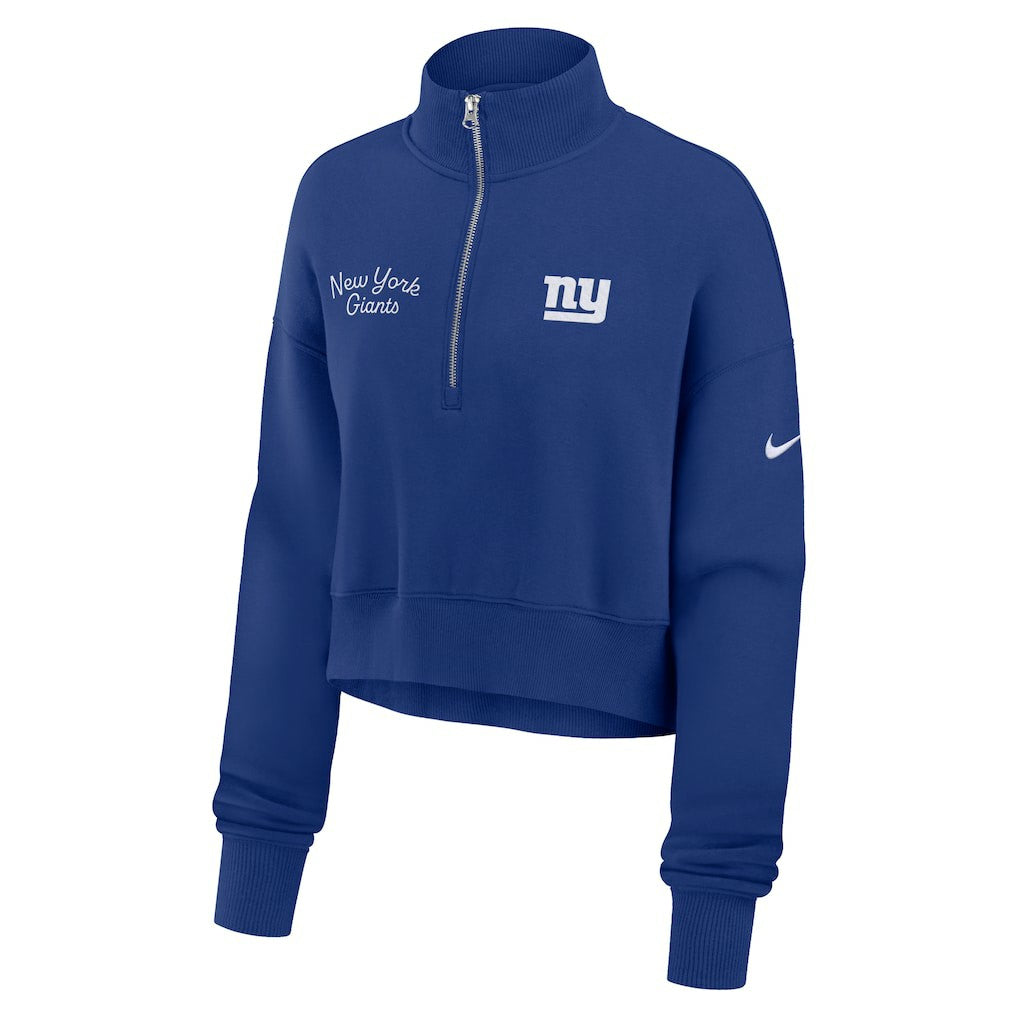 New York Giants Women's Primetime Phoenix Half-Zip Sweatshirt - Royal Sweatshirts