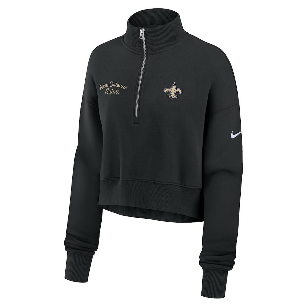 New Orleans Saints Women's Primetime Phoenix Half-Zip Sweatshirt - Black Sweatshirts