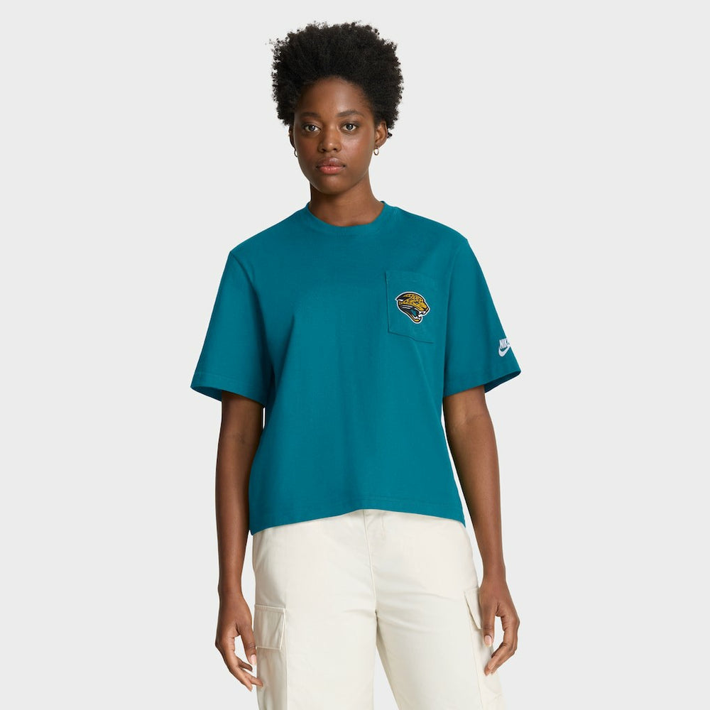 Jacksonville Jaguars Women's Rewind Pocket Boxy T-Shirt - Teal T-shirts