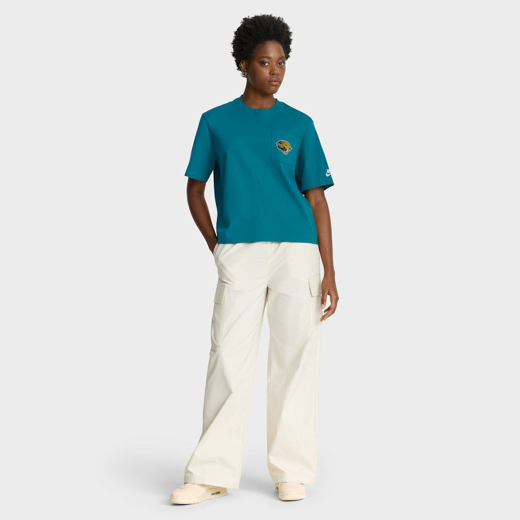 Jacksonville Jaguars Women's Rewind Pocket Boxy T-Shirt - Teal T-shirts