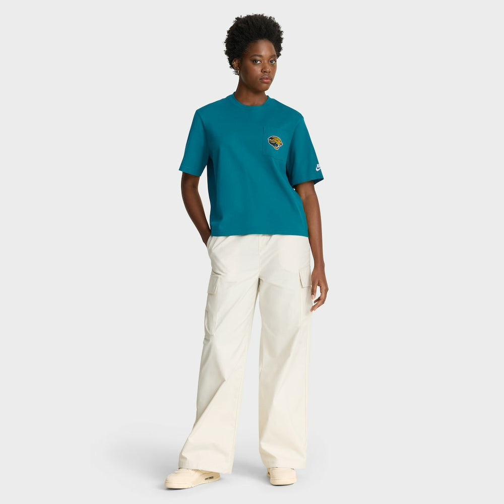 Jacksonville Jaguars Women's Rewind Pocket Boxy T-Shirt - Teal T-shirts
