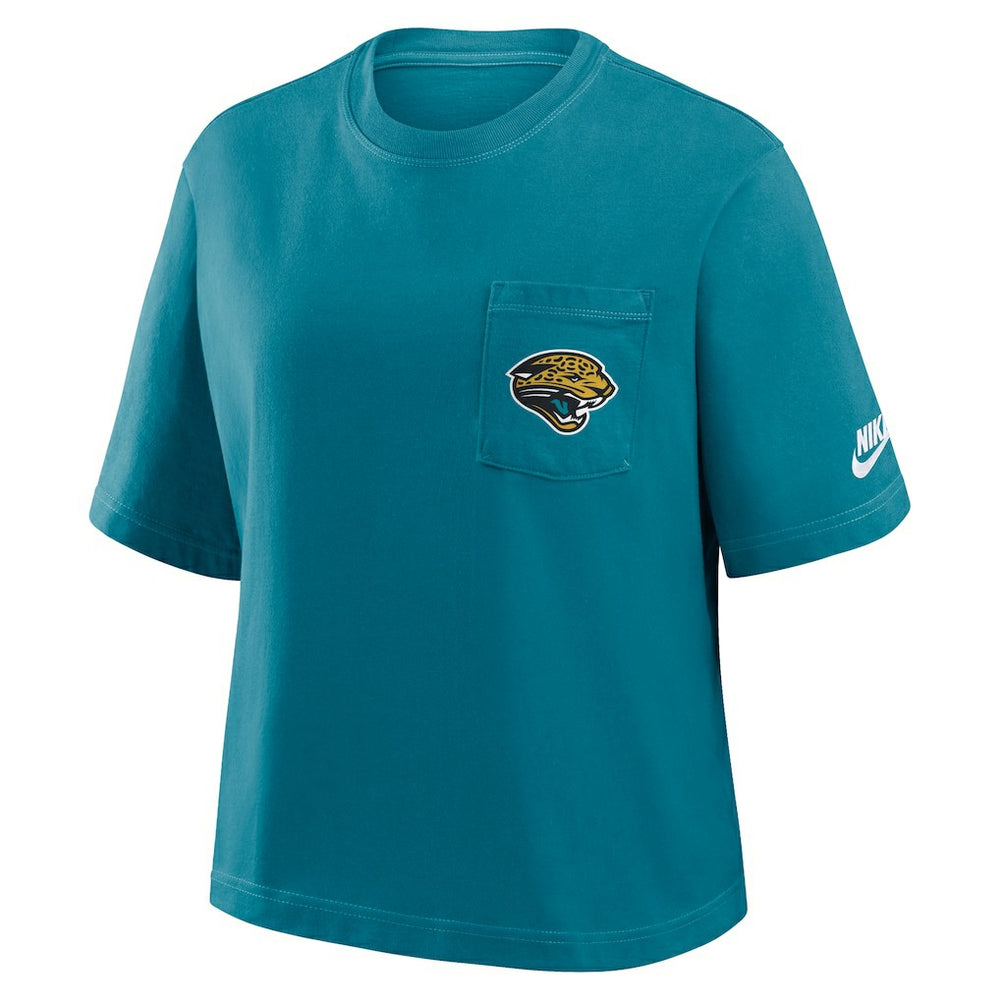 Jacksonville Jaguars Women's Rewind Pocket Boxy T-Shirt - Teal T-shirts