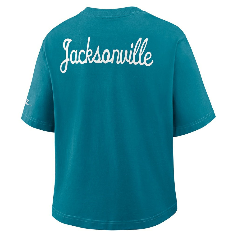 Jacksonville Jaguars Women's Rewind Pocket Boxy T-Shirt - Teal T-shirts