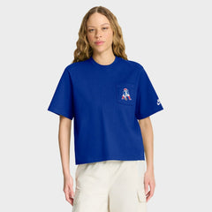 New England Patriots Women's Rewind Pocket Boxy T-Shirt - Royal T-shirts