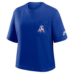New England Patriots Women's Rewind Pocket Boxy T-Shirt - Royal T-shirts