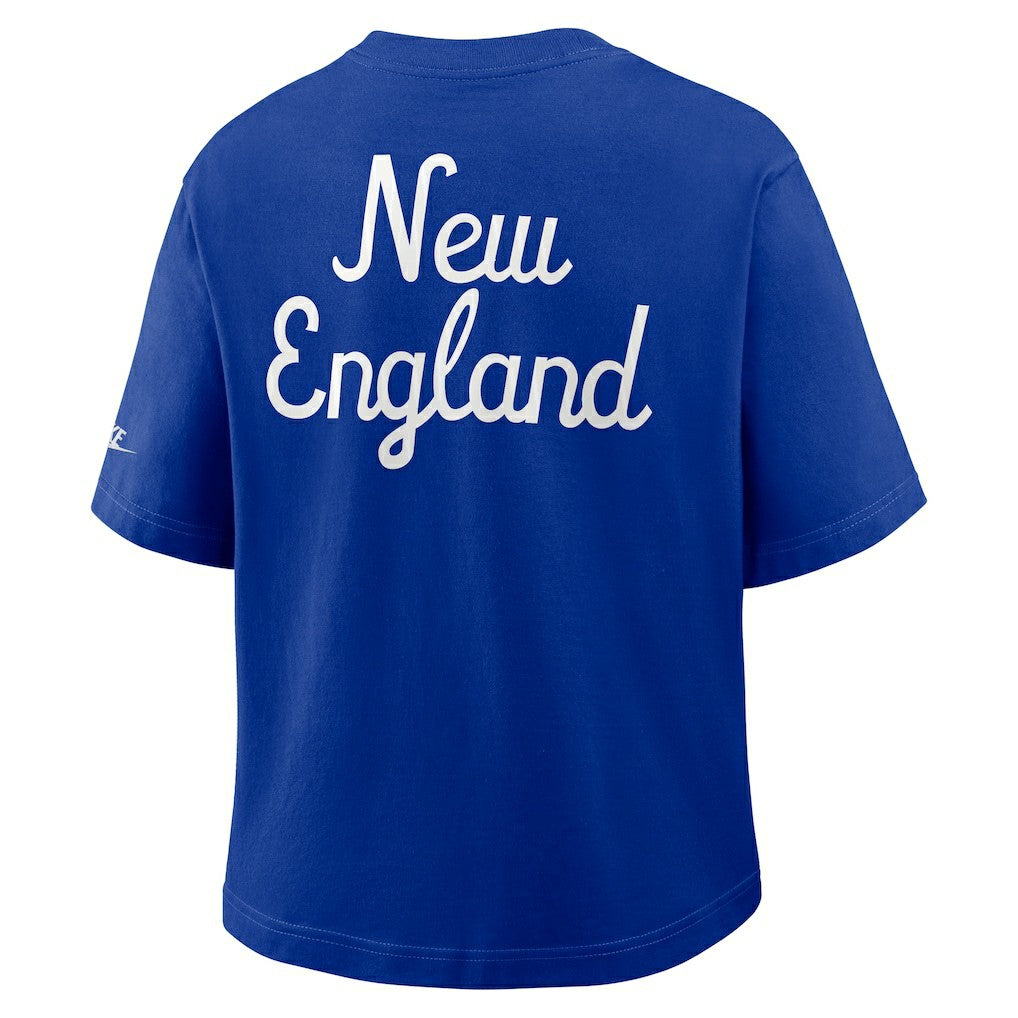 New England Patriots Women's Rewind Pocket Boxy T-Shirt - Royal T-shirts