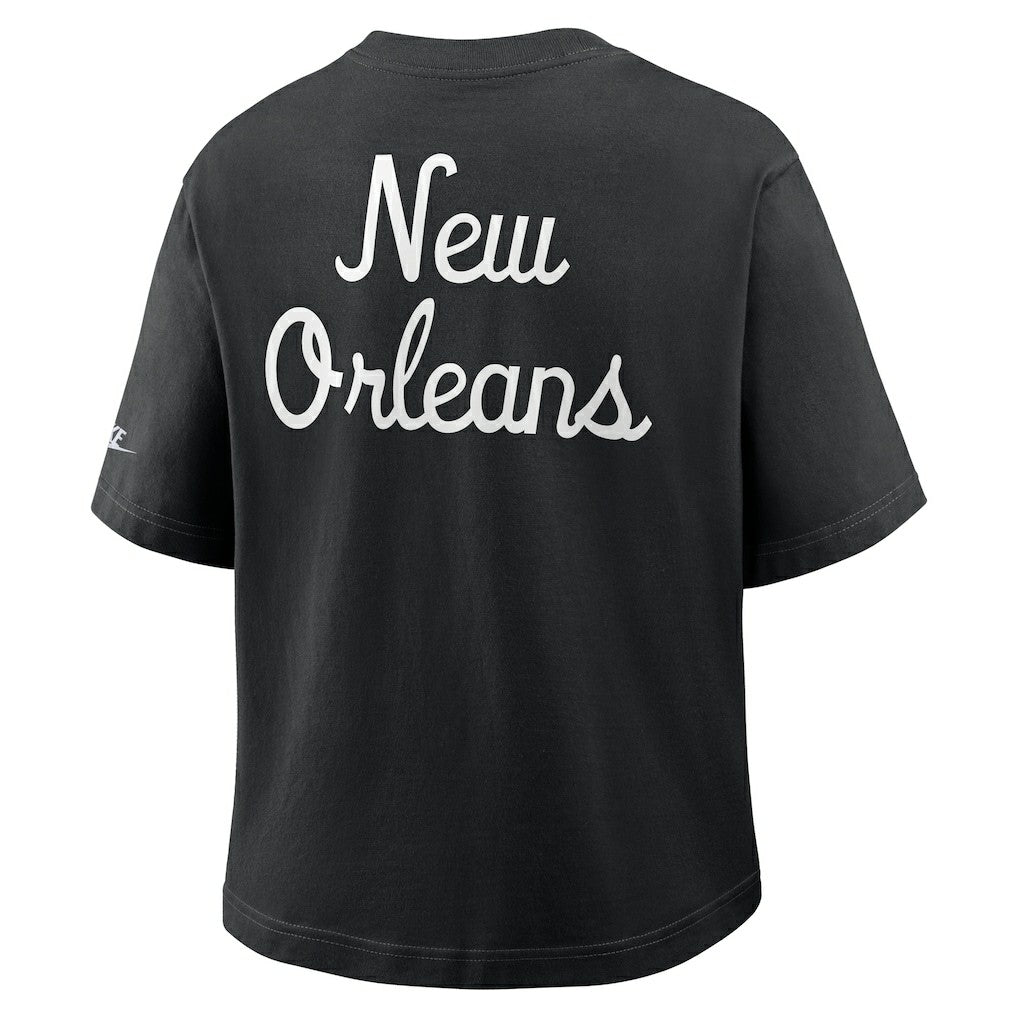 New Orleans Saints Women's Rewind Pocket Boxy T-Shirt - Black T-shirts