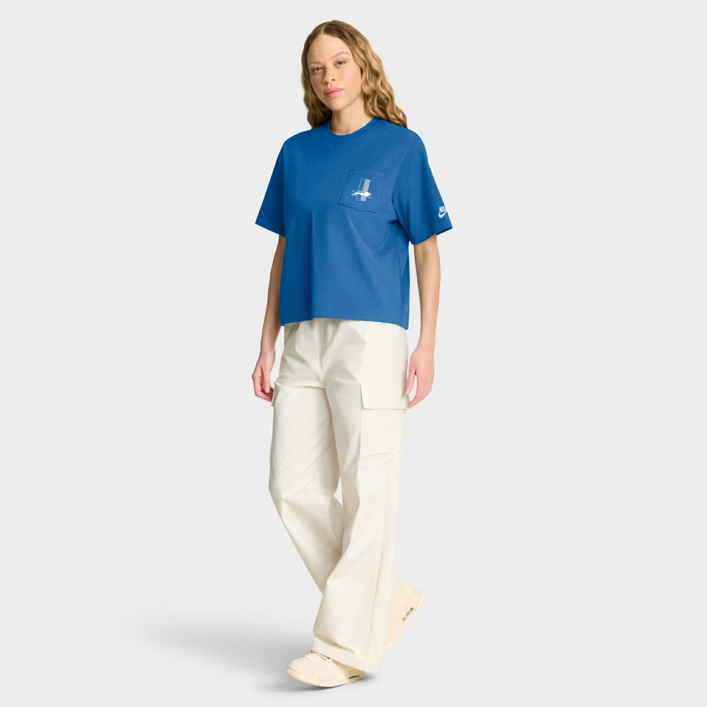 Detroit Lions Women's Rewind Pocket Boxy T-Shirt - Blue T-shirts