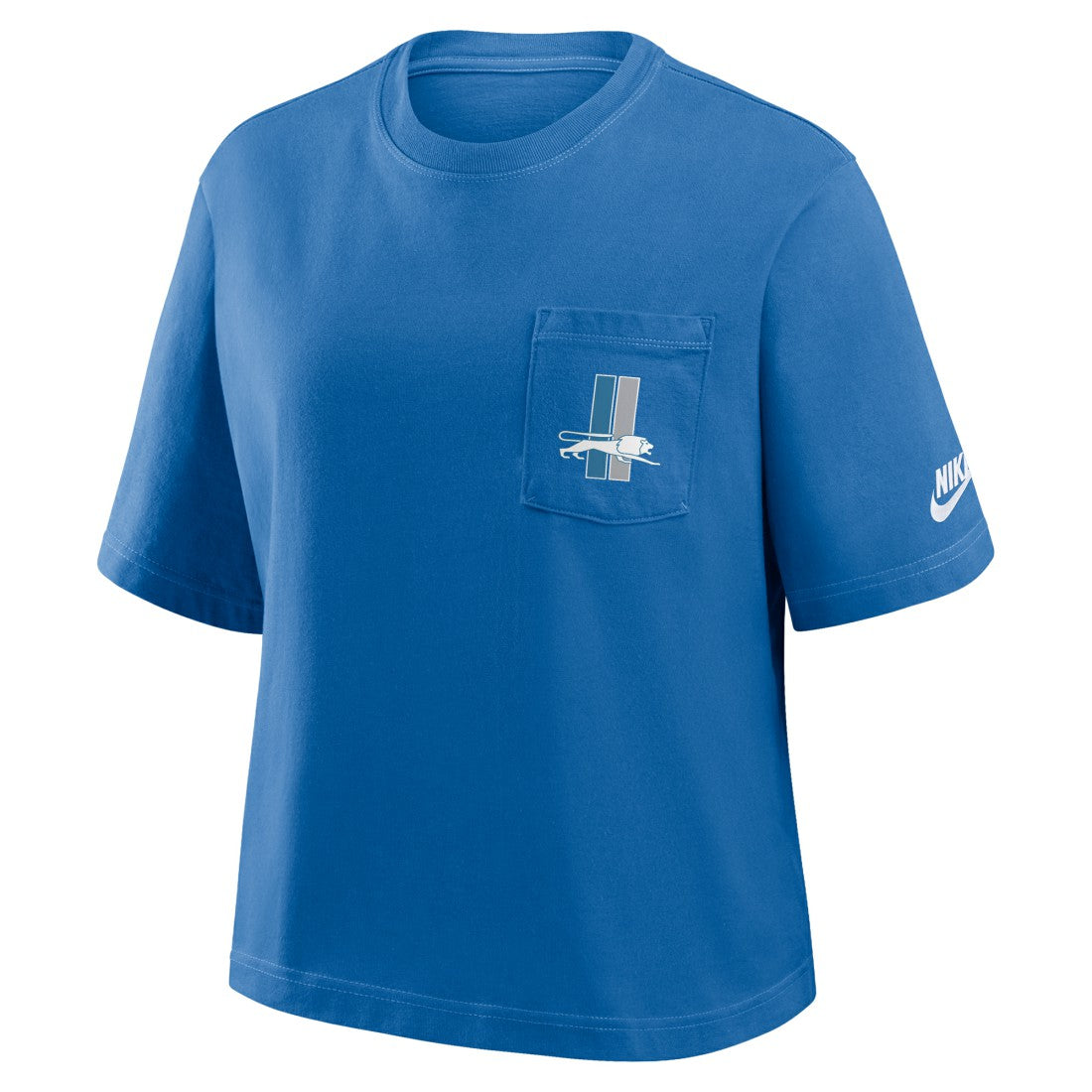 Detroit Lions Women's Rewind Pocket Boxy T-Shirt - Blue T-shirts