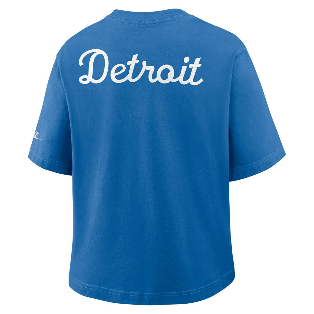 Detroit Lions Women's Rewind Pocket Boxy T-Shirt - Blue T-shirts