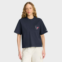 Houston Texans Women's Rewind Pocket Boxy T-Shirt - Navy T-shirts