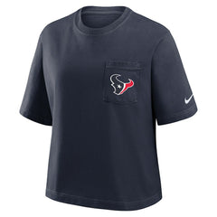 Houston Texans Women's Rewind Pocket Boxy T-Shirt - Navy T-shirts