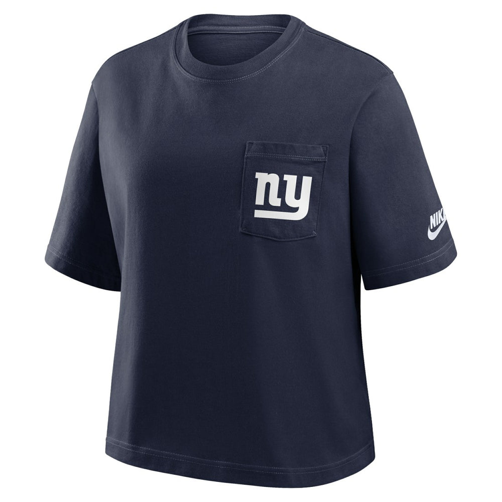 New York Giants Women's Rewind Pocket Boxy T-Shirt - Royal T-shirts
