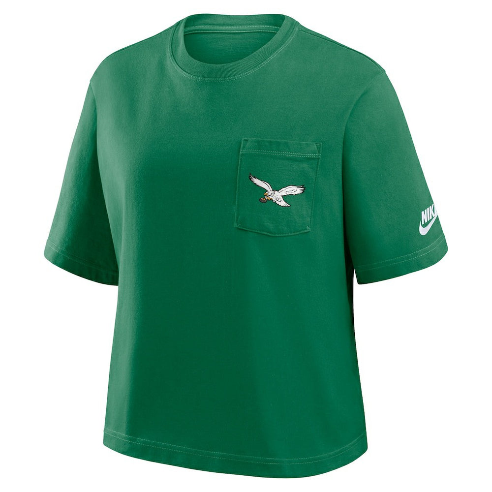 Philadelphia Eagles Women's Rewind Pocket Boxy T-Shirt - Kelly Green T-shirts