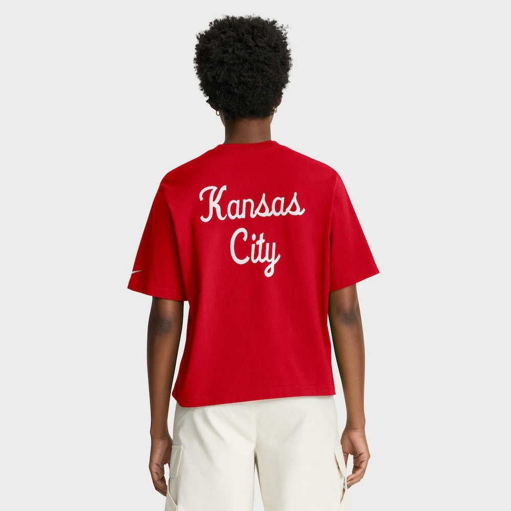 Kansas City Chiefs Women's Rewind Pocket Boxy T-Shirt - Red T-shirts
