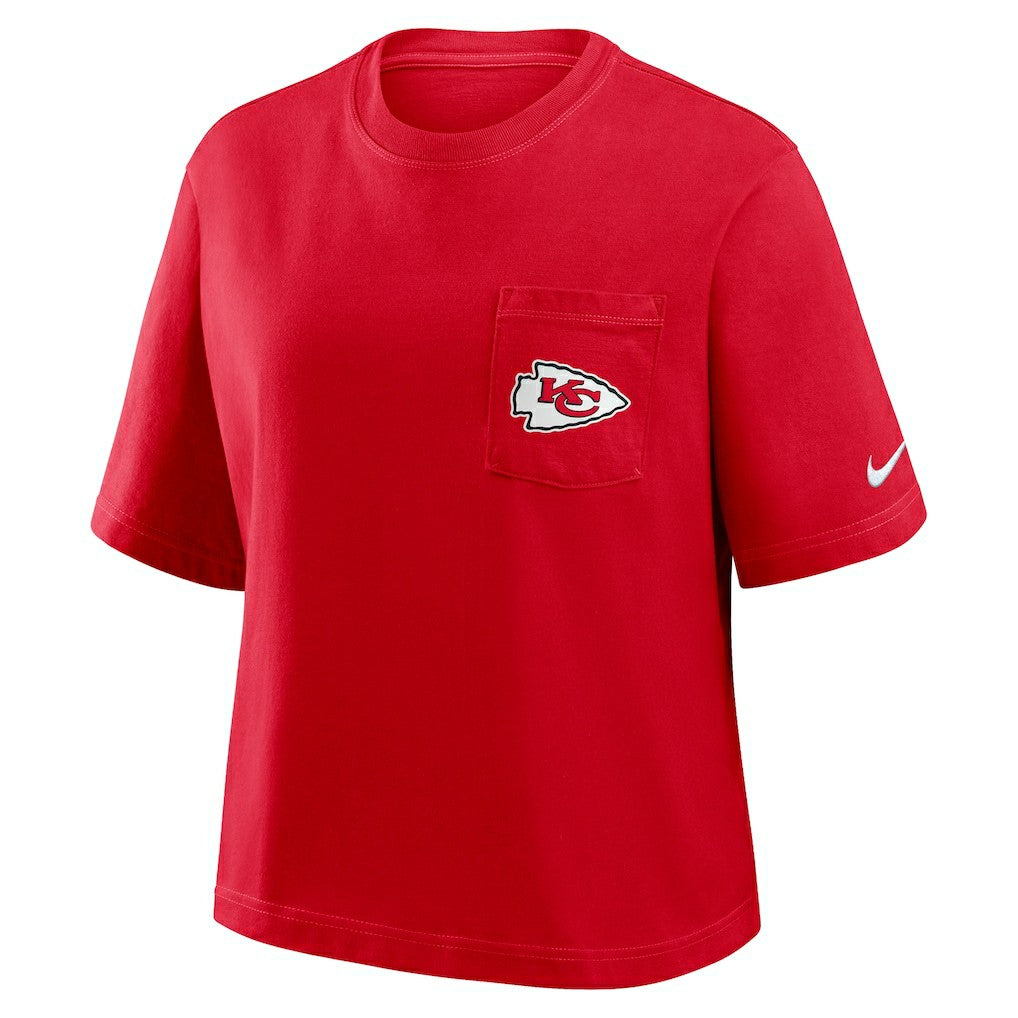 Kansas City Chiefs Women's Rewind Pocket Boxy T-Shirt - Red T-shirts