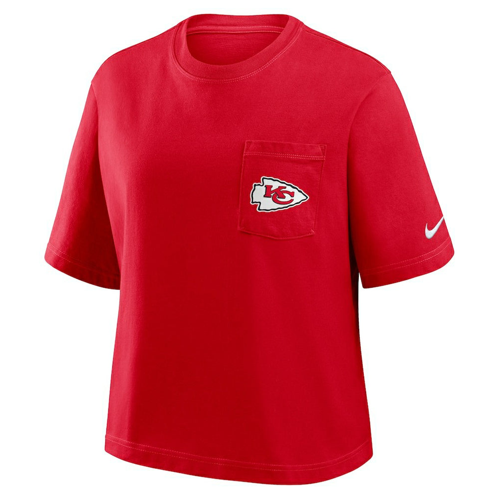 Kansas City Chiefs Women's Rewind Pocket Boxy T-Shirt - Red T-shirts