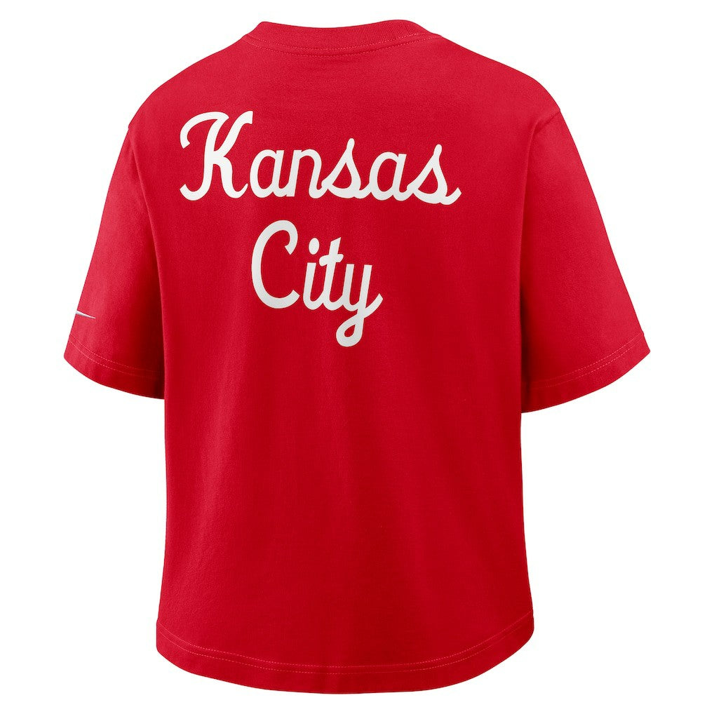 Kansas City Chiefs Women's Rewind Pocket Boxy T-Shirt - Red T-shirts
