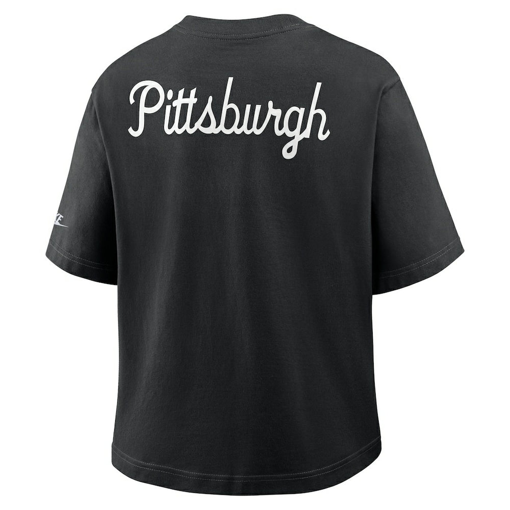Pittsburgh Steelers Women's Rewind Pocket Boxy T-Shirt - Black T-shirts