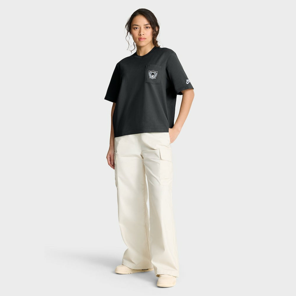 Las Vegas Raiders Women's Rewind Pocket Boxy T-Shirt - Black T-shirts