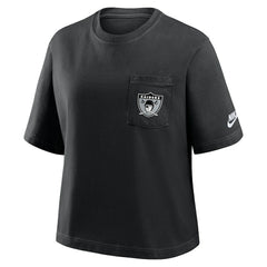 Las Vegas Raiders Women's Rewind Pocket Boxy T-Shirt - Black T-shirts