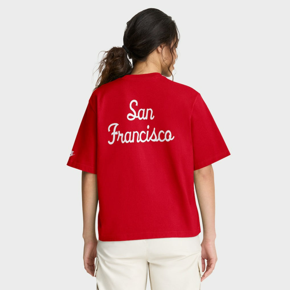 San Francisco 49ers Women's Rewind Pocket Boxy T-Shirt - Scarlet T-shirts
