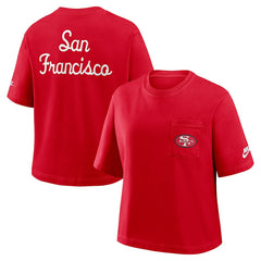 San Francisco 49ers Women's Rewind Pocket Boxy T-Shirt - Scarlet T-shirts