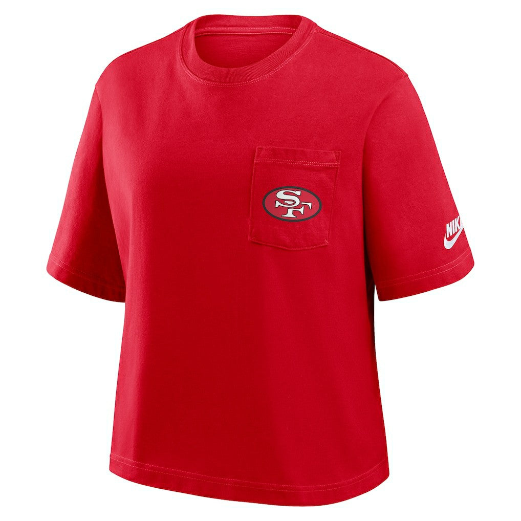 San Francisco 49ers Women's Rewind Pocket Boxy T-Shirt - Scarlet T-shirts