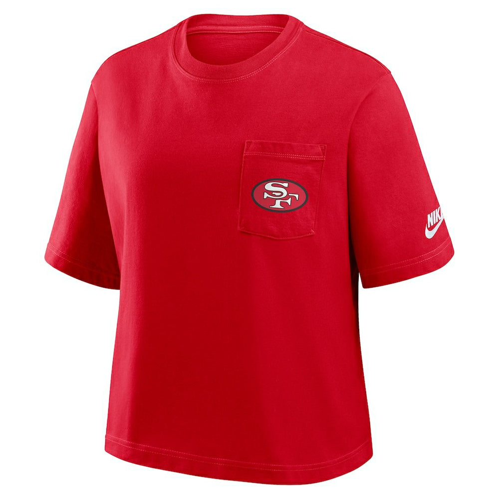 San Francisco 49ers Women's Rewind Pocket Boxy T-Shirt - Scarlet T-shirts