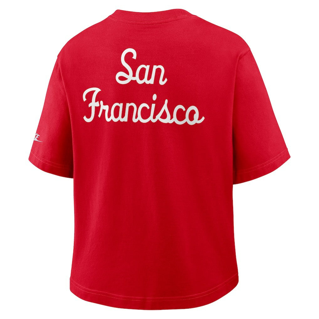 San Francisco 49ers Women's Rewind Pocket Boxy T-Shirt - Scarlet T-shirts