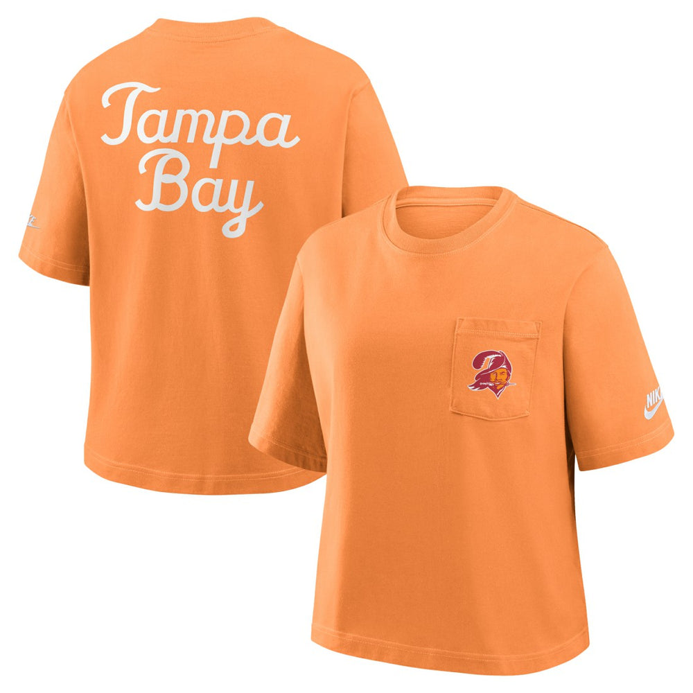 Tampa Bay Buccaneers Women's Rewind Pocket Boxy T-Shirt - Orange T-shirts