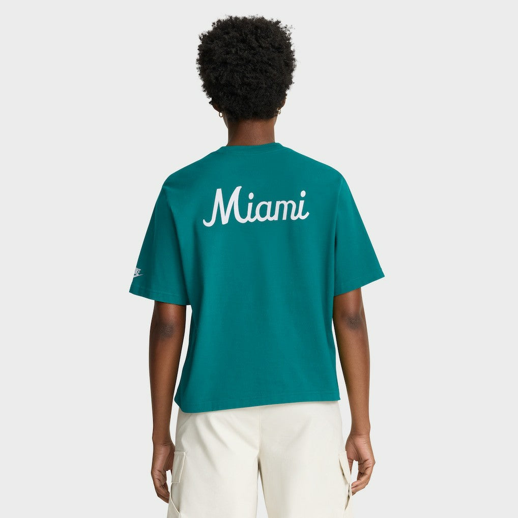 Miami Dolphins Women's Rewind Pocket Boxy T-Shirt - Aqua T-shirts