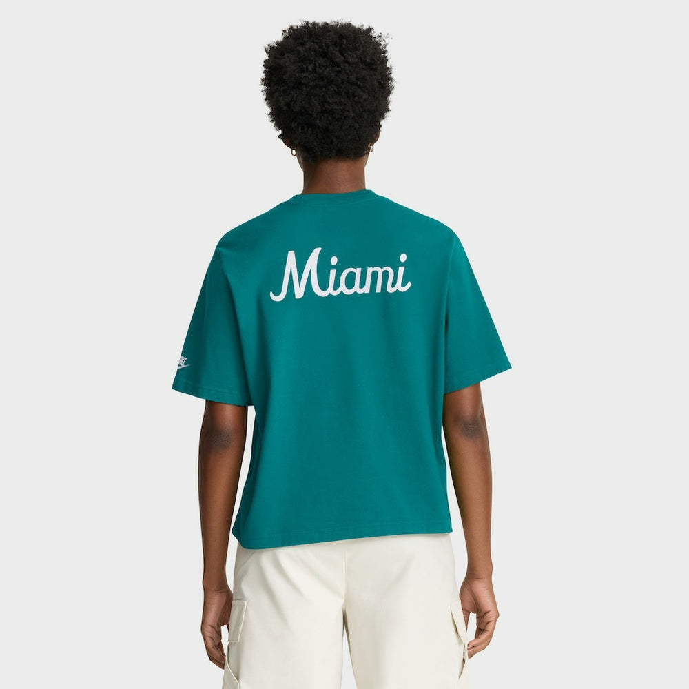 Miami Dolphins Women's Rewind Pocket Boxy T-Shirt - Aqua T-shirts