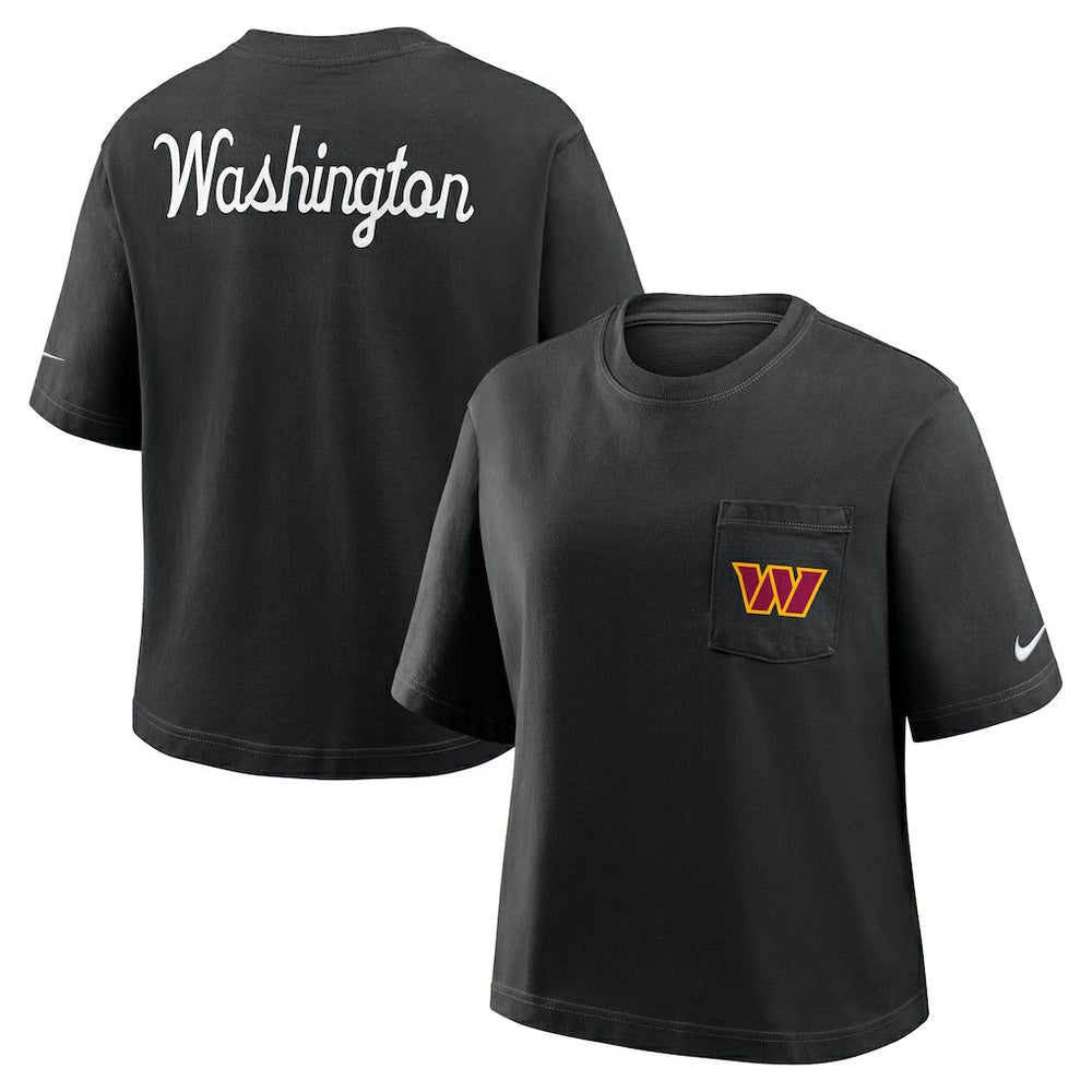 Washington Commanders Women's Rewind Pocket Boxy T-Shirt - Black T-shirts