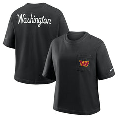 Washington Commanders Women's Rewind Pocket Boxy T-Shirt - Black T-shirts