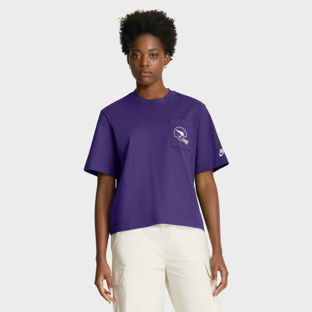 Minnesota Vikings Women's Rewind Pocket Boxy T-Shirt - Purple T-shirts