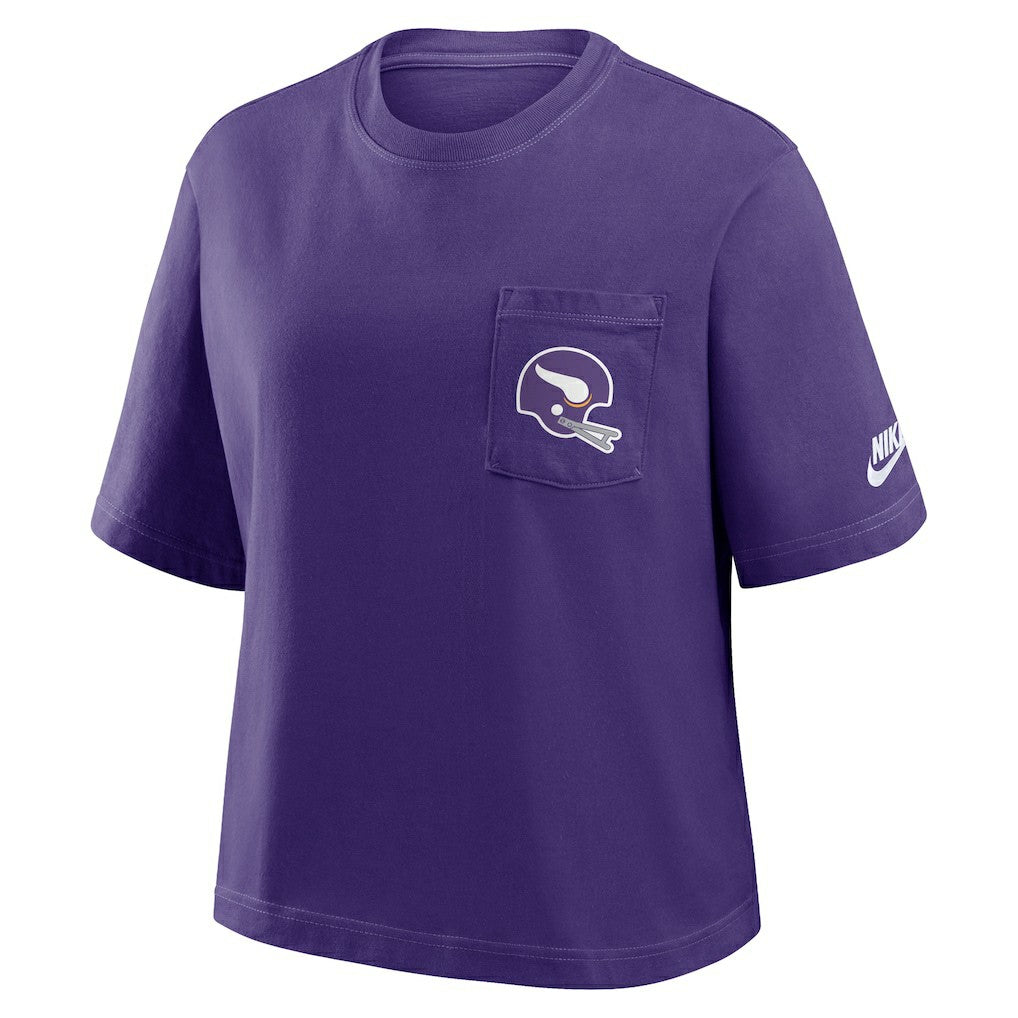 Minnesota Vikings Women's Rewind Pocket Boxy T-Shirt - Purple T-shirts
