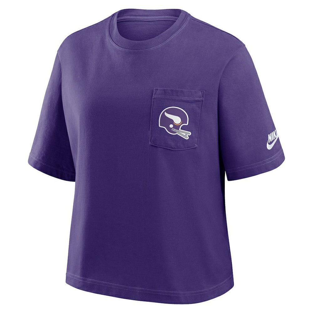 Minnesota Vikings Women's Rewind Pocket Boxy T-Shirt - Purple T-shirts