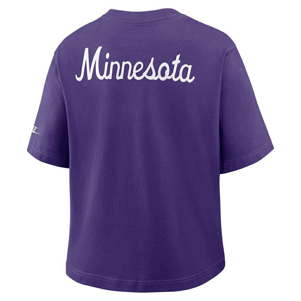 Minnesota Vikings Women's Rewind Pocket Boxy T-Shirt - Purple T-shirts