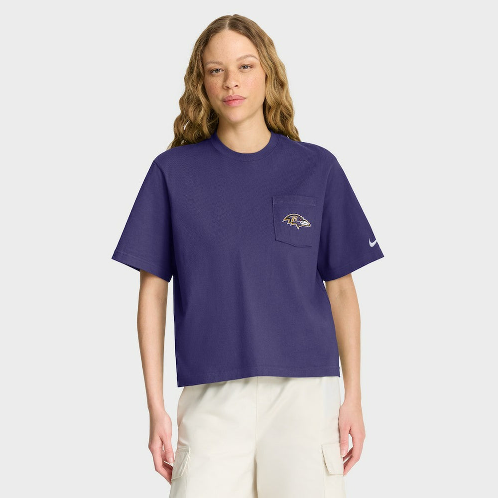 Baltimore Ravens Women's Rewind Pocket Boxy T-Shirt - Purple T-shirts