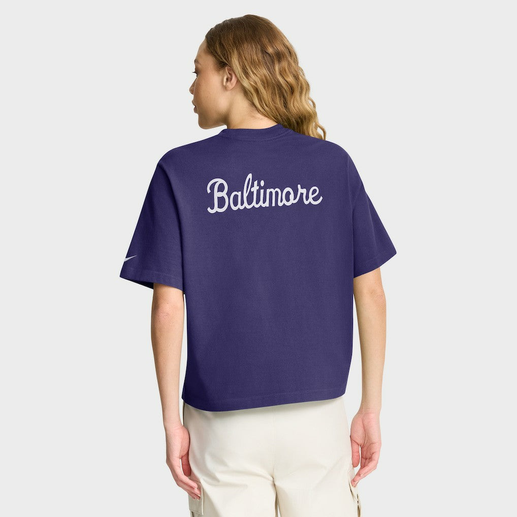 Baltimore Ravens Women's Rewind Pocket Boxy T-Shirt - Purple T-shirts