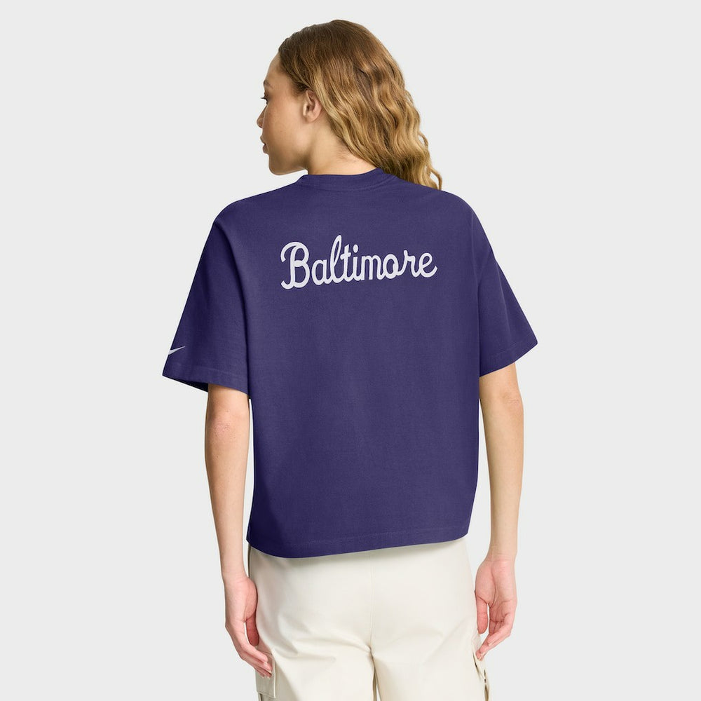Baltimore Ravens Women's Rewind Pocket Boxy T-Shirt - Purple T-shirts