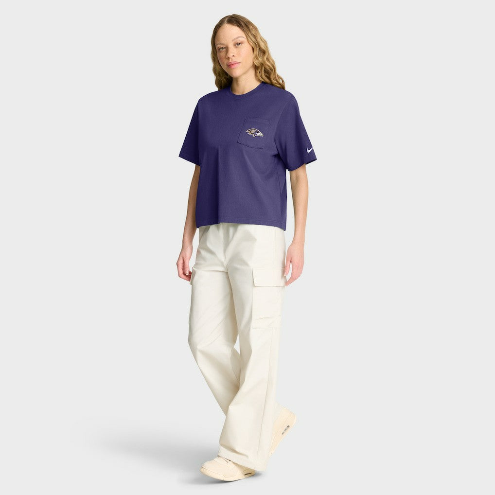 Baltimore Ravens Women's Rewind Pocket Boxy T-Shirt - Purple T-shirts