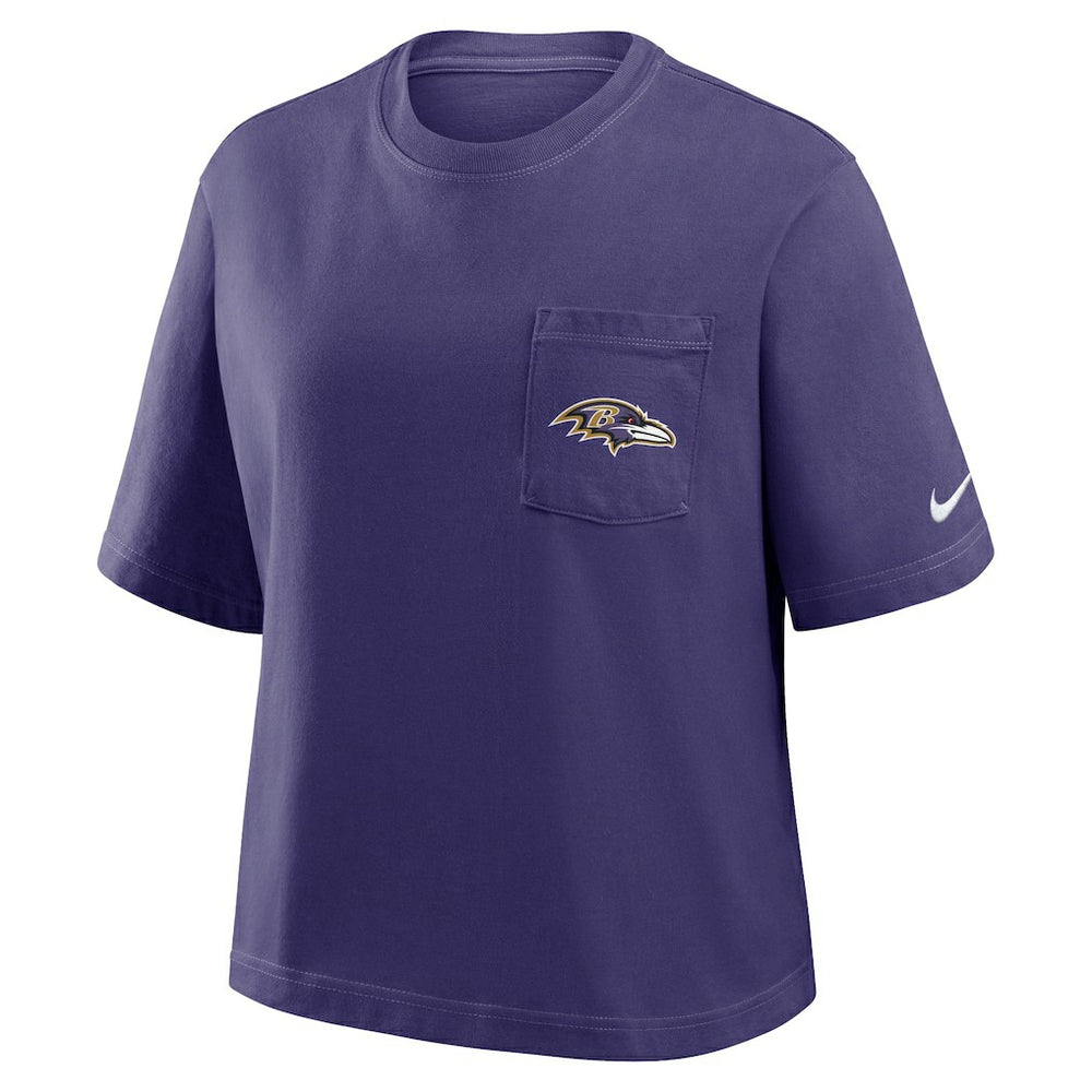 Baltimore Ravens Women's Rewind Pocket Boxy T-Shirt - Purple T-shirts