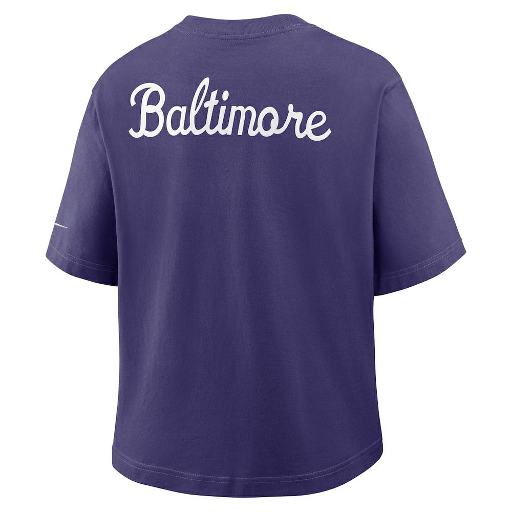 Baltimore Ravens Women's Rewind Pocket Boxy T-Shirt - Purple T-shirts