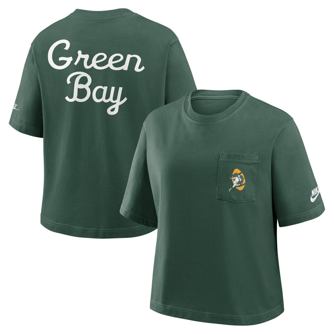 Green Bay Packers Women's Rewind Pocket Boxy T-Shirt - Green T-shirts