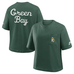 Green Bay Packers Women's Rewind Pocket Boxy T-Shirt - Green T-shirts
