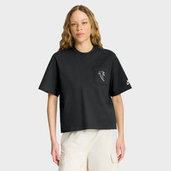 Atlanta Falcons Women's Rewind Pocket Boxy T-Shirt - Black T-shirts