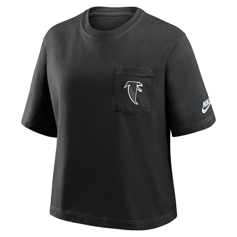 Atlanta Falcons Women's Rewind Pocket Boxy T-Shirt - Black T-shirts